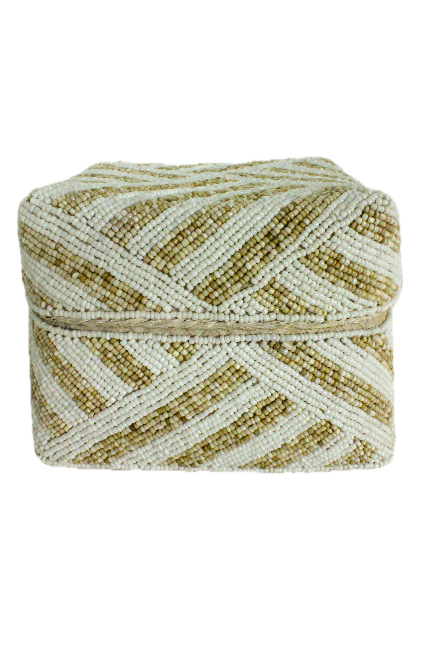 AMARI Beaded Box - White & Beige