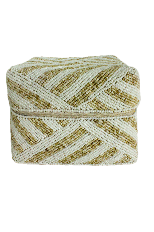 AMARI Beaded Box - White & Beige